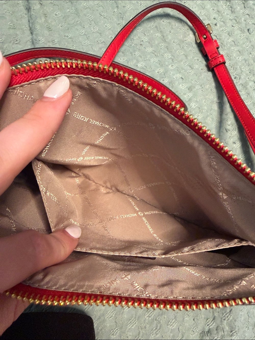 Michael Kors Brown and Red Signature Crossbody Bag - Picture 3 of 4